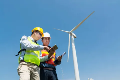 Environmental field technician conducting site measurements and observations
